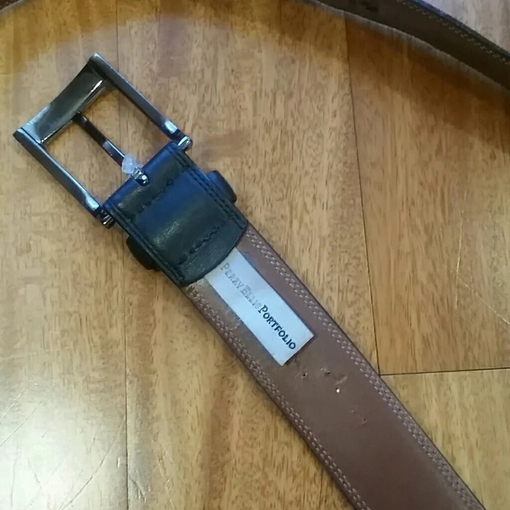 PERRY ELLIS PORTFOLIO COWHIDE BELT mens